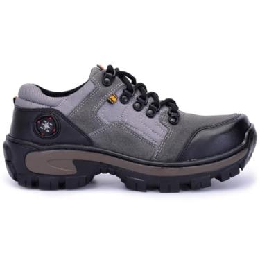 Imagem de Tênis Coturno Masculino De Couro Legítimo Verde Camuflado Aclchoado Confortáve (Cinza, BR, Adulto, Numérico, 44)