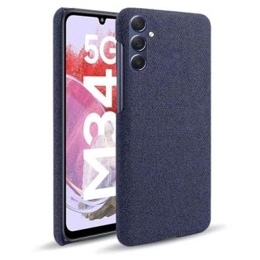 Imagem de Capa para Samsung Galaxy M34 5G,Capa desenhada em lona,Case Protetora Ultrafina com Empunhadura Macia,Design em Tecido Antichoque e Antiarranhões-Blue