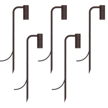 Imagem de Kit 5 Luminárias Espeto De Jardim Foco Balizador Marrom 50Cm