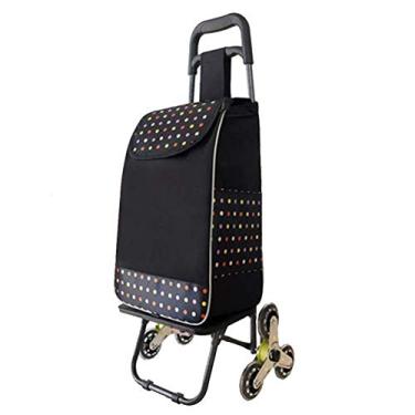 Imagem de YGCBL Carrinhos de mão portáteis multifuncionais, carrinho de compras, velho, suba as escadas, carrinho de compras dobrável, estrutura de aço removível, impermeável, tecido Oxford, rolamento, roda de