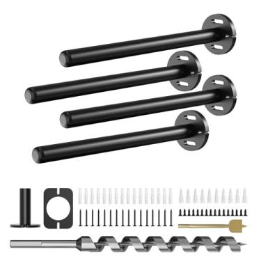 Imagem de Crafterspirit 4 Peças De Suportes Prateleira Parede, Suporte Flutuante Resistente, Oculto, Invisível, Preto, Prateleira, Decorativo, Flutuante, Hardware Prateleir