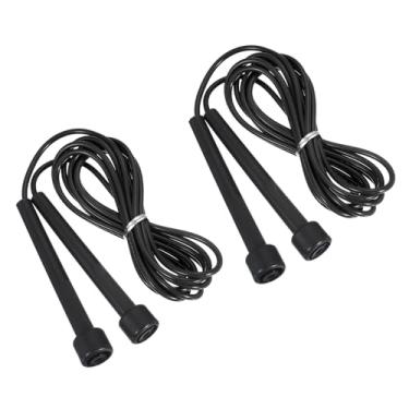 Imagem de PATIKIL Corda de pular PVC, 2 peças de corda de pular de velocidade ajustável, sem emaranhados, equipamento de exercício para treino, mulheres, homens, treinamento ao ar livre, fitness em casa, preto