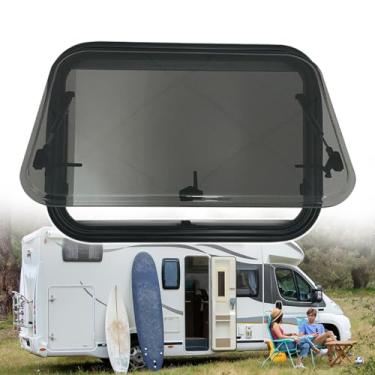 Imagem de Janela de motorhome com sombra, janela push out para trailer, canto redondo, camada dupla, proteção de privacidade, janela para trailer, moldura de alumínio, vidro acrílico, para trailer, 600 x 500 mm