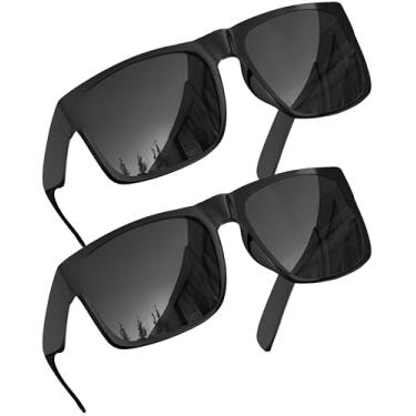 Imagem de grinderPUNCH Pacote com 2 óculos de sol GG polarizados, armação ampla, ajuste de cabeça grande para esportes, dirigir, pescar, Pacote com 2, preto, X-Large