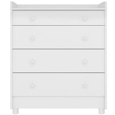 Imagem de Cômoda Com Trocador Infantil 4 Gavetas E Pés Doce Mel Branco