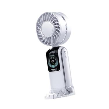 Imagem de Kuntesetty Pequeno ventilador portátil portátil ruído de dobragem sob exibição digital prática de 35dB 100 velocidade ajustável para esportes de verão, Branco