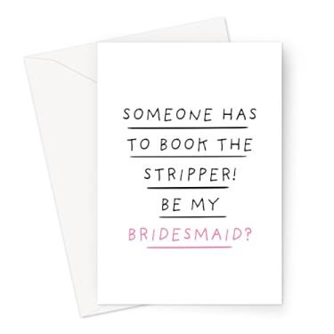 Imagem de LEMON LOCO Cartões de proposta de dama de honra monocromáticos engraçados | Cartões peculiares para pedir aos seus melhores amigos para serem suas damas de honra (Someone Has To Book The Stripper! Be
