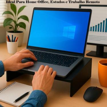 Imagem de Suporte Apoio Base Notebook Preto Home Office Trabalho Estudos Mesa Es