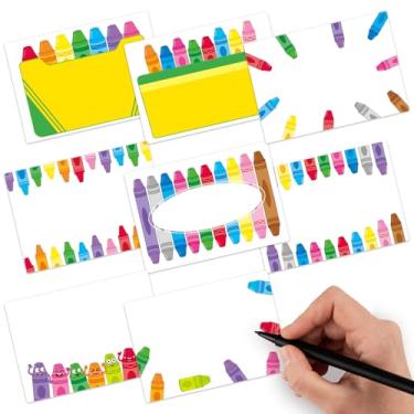 Imagem de 240 adesivos autoadesivos de giz de cera para crianças etiquetas de nome para crachás escolares para roupas de cubinhos de sala de aula