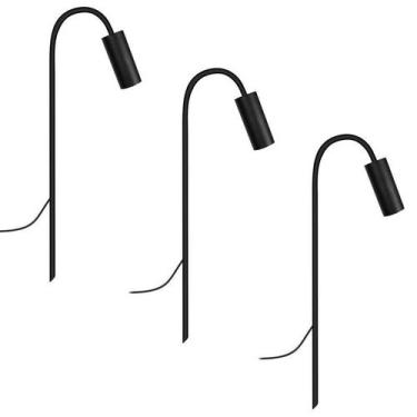 Imagem de Kit 3 Luminárias Balizador Chão Jardim Piso Curvo Preto 50Cm - Single 