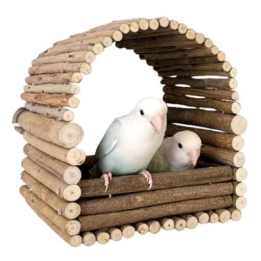 Imagem de Casa de madeira natural papagaio, cavernas de árvores de pássaros, ninho de pássaro de madeira de maçã natural para periquitos, calopsitas, periquitos, conures, hamsters, ratos, acessórios de gaiola