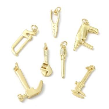 Imagem de DanLingJewelry Coleção de amuletos de ferramentas domésticas, 14 peças, alicates, martelos, serras, ferramentas 3D, pingentes para fazer joias, artesanato, Metal não precioso, Sem Pedra Preciosa
