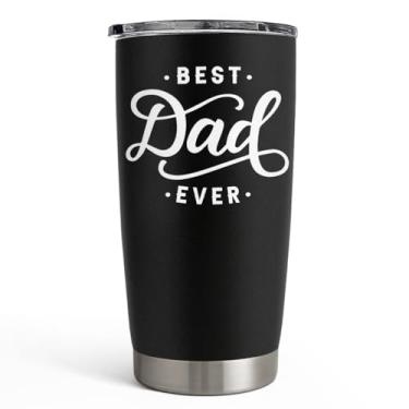 Imagem de SANDJEST Conjunto de copos para presente para pai, mãe, avô, avó - caneca de viagem isolada de 590 ml - ótimo Natal, dia dos pais, dia das mães, aniversário, (preto - pai)