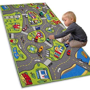 Imagem de Tapete infantil grande 132 x 81 com suporte antiderrapante, tapete para brincar com brinquedo de carro, área de jogo para bebês e crianças, educacionais, aprender sobre trânsito no quarto, sala de