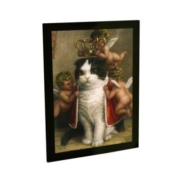 Imagem de Quadro Decorativo Gato Coroado Manto Tumblr Decoração Geek Poster Quarto Sala