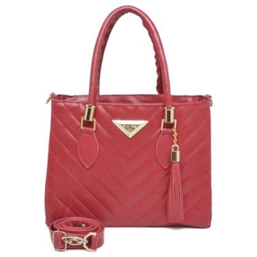 Imagem de Bolsa Feminina Shopbag Bordada Média(VERMELHA)