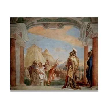 Imagem de Impressão em tela Agamemmon Giovanni Battista Tiepolo – Obra-prima rococó barroca, pintura escolar de Veneza, pintura a óleo decorativa para galeria doméstica 80 x 96 cm