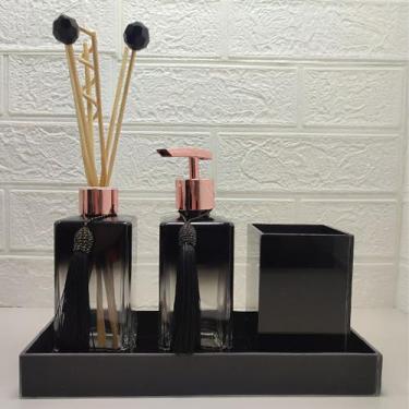 Imagem de Kit Lavabo Porta Sabonete Líquido Difusor Porta Escova PIncel Maquiage