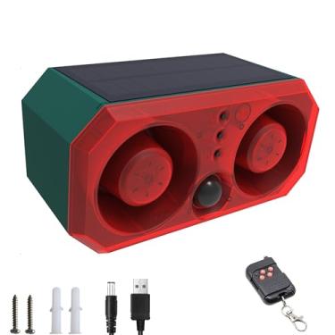 Imagem de QXMH Alarme Com Sensor De Movimento Solar Para Ambientes Externos: Som Latido Cachorro 2 Geradores Ruído 130 Db E 13 Sons, Suporte Gravação Volume Ajustável, Segurança Residencial (1 Pacote)