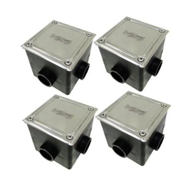 Imagem de Kit 4 Caixa de Passagem LED Piscina Tampa Inox - Sodramar