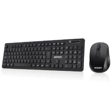 Imagem de Kit teclado e mouse sem fio preto wireless 2.4ghz slim abnt2 - EXBOM, 