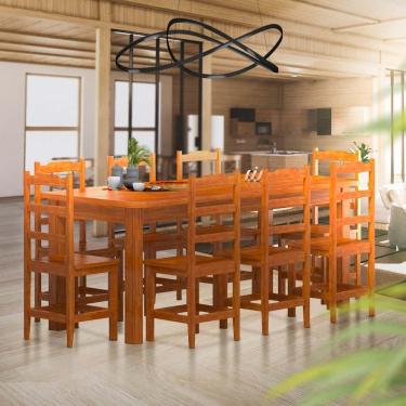 Imagem de Mesa Retangular Com 8 Cadeiras Madeira Maciça 200 X 88 Mel Plácida Shop Jm