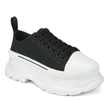 Imagem de Tênis Plataforma Feminino Casual Influencer Sneaker, Preto, 40