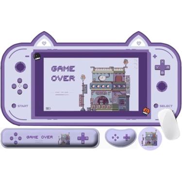 Imagem de Nasdalgias Mouse Pad Grande 4 Em 1 Para Jogos, Apoio Pulso E Teclado, Conjunto De Mousepad Com Estampa Pastel, Tapete Impermeável Mesa, Estudo Casa Escritório - Roxo