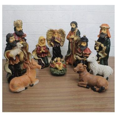 Imagem de Decoração Enfeite Natal Resina Presépio 11 Peças Natalino 24cm