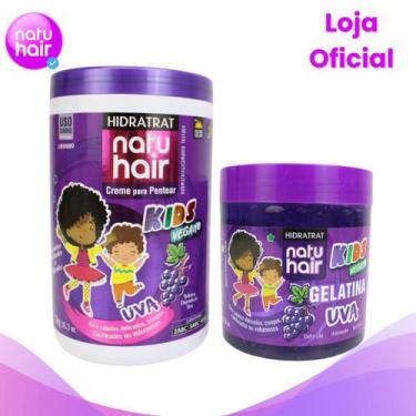 Imagem de Kit Creme de Pentear Uva + Gelatina de Uva Natuhair 500g Antifrizz Mod
