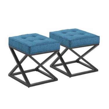 Imagem de Kit 02 Pufe Estilo Industrial Quadrado Pés Metal Mônaco - Due Decor, L