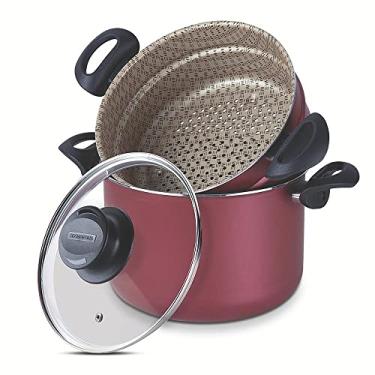 Imagem de Cozi-Vapore de Alumínio com Revestimento Interno de Antiaderente Dimetro 22Cm, Tramontina, 20538722, Vermelho, Medio