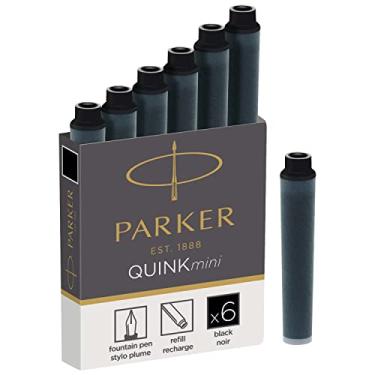 Imagem de Parker Cartuchos de refil de tinta mini caneta-tinteiro | Tinta preta QUINK | 6 unidades