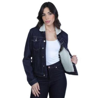 Imagem de Jaqueta Jeans Fem. Colete Forrado  Aveludado Vilejack Vfjf0028 Cor:;Tamanho:GG-Feminino