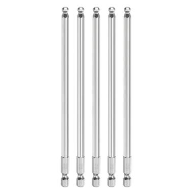 Imagem de HARFINGTON 5 peças de chave de fenda sextavada de ponta esférica H5 (5 mm) cabeça 1/10.2 cm haste sextavada 150 mm (6") de comprimento magnético S2 aço métrico chave de fenda chave de broca soquete