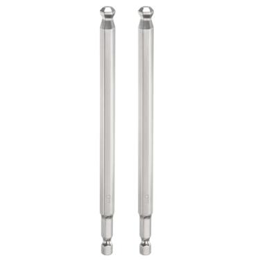 Imagem de HARFINGTON 2 peças de pontas esféricas hexagonais H8 (8 mm) cabeça 1/10.2 cm haste sextavada 150 mm (6") de comprimento magnético S2 aço métrico chave de fenda chave de broca soquete ferramenta