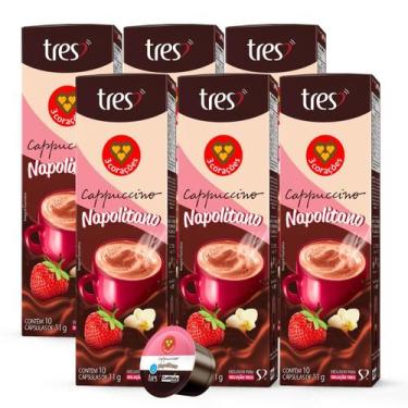 Imagem de 6x Cápsula de Café Tres 3 Corações Cappuccino Napolitano 10 Unidades, 