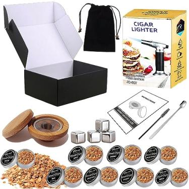 Imagem de Kit de defumador de coquetel, kit de coquetel moderno com 4 sabores de lascas de madeira, kit de defumador de bourbon é um presente ideal para seu pai, amigos e amante, pacote B