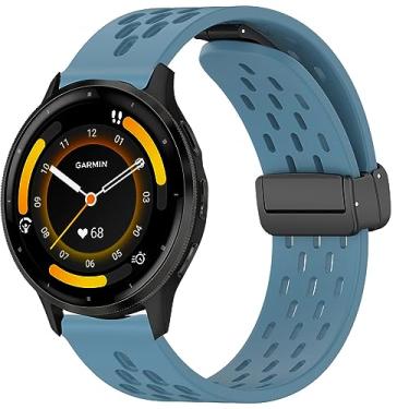 Imagem de Compatível com Garmin Vivoactive 4 Bands, Lamshaw 22 mm Liberação Rápida Respirável Silicone Macio Borboleta Magnética Clousure Sport Replacemet Pulseiras Acessórios Pulseira Compatível com Garmin Venu 2/Forerunner 255/Forerunner 255 Music/Forerunner 265/Forerunner 745/First Avenger/Darth Vader (azu