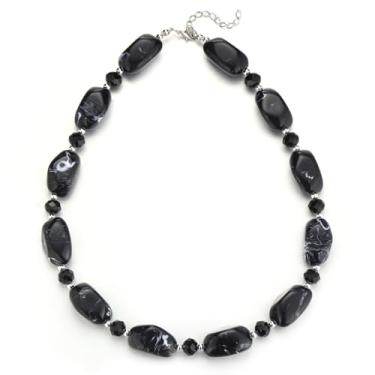 Imagem de Errally Gargantilha de contas grossas para mulheres, colar de contas grandes, bijuterias, presentes para ela, Resina, Sem Pedra Preciosa