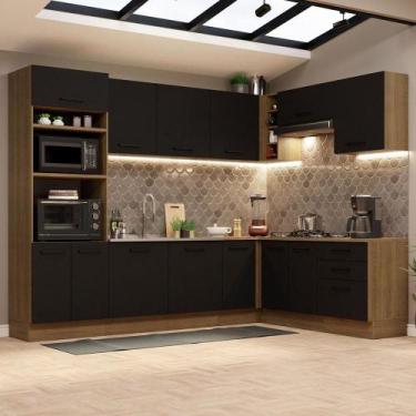Imagem de Cozinha Completa 479001 Com Armário E Balcão Rustic/Preto - MADESA