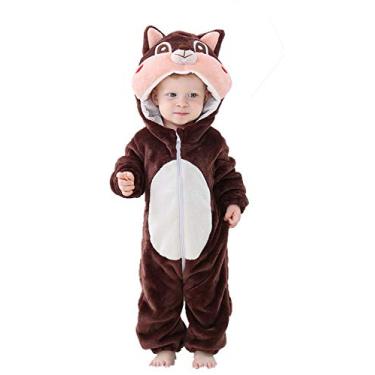 Imagem de Macaquinho unissex para bebês cosplay fantasia de Halloween roupa de animal, Squirrel, 70(height 23-27 in / ages 0-5months)