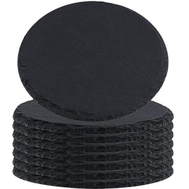 Imagem de ZOENHOU Pacote com 8 tábuas de queijos de ardósia, pratos de ardósia natural, pratos de ardósia preta para queijo, carne, aperitivos