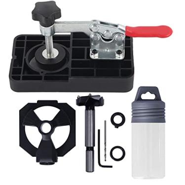 Imagem de Kit de gabarito de mandrilar de dobradiça de 35 mm para marcenaria - braçadeira fácil e conjunto de guia de perfuração rápida