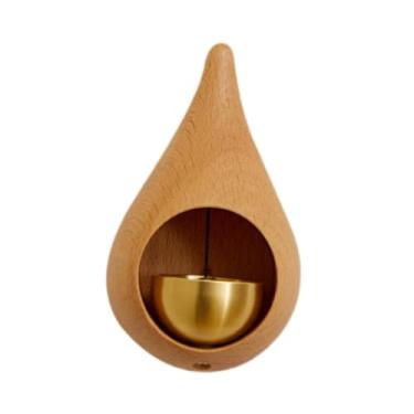 Imagem de WeiLaiKeQi Sino de lojista para abertura de porta, enfeite de sino, decoração de madeira, campainha com sino de latão para quarto, jardim, guarda-roupa, Cor de Madeira