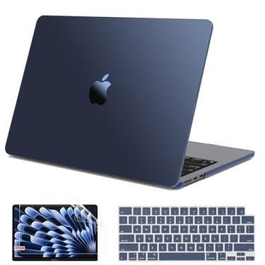 Imagem de G JGOO Capa compatível com MacBook Air de 15 polegadas M4 2025 2024 2023 M4 A3241 M3 A3114 M2 A2941, 100% compatível com cor oficial, capa rígida fosca ultrafina + capa de teclado + protetor de tela