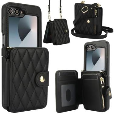Imagem de Asuwish Capa de celular para Samsung Galaxy Z Flip 5 5G 2023 com bloqueio de RFID, carteira com zíper, alça transversal, cordão de ombro, suporte para cartão de crédito ZFlip5 Z5 G Flip5 ZFlip 5Z