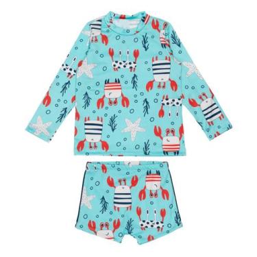 Imagem de Conjunto Infantil Praia Menino Camisa Sunga Proteção Solar - Fofotinho