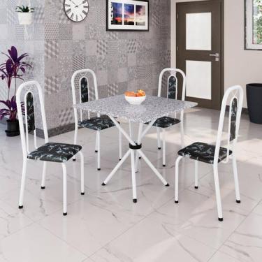 Imagem de Conjunto para Sala de Jantar com 4 Cadeiras Lívia Preto / Branco - Som