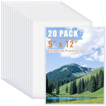 Imagem de AKONEGE 20 peças de protetores de impressão rígidos de 23 x 30 cm, protetores de folha de plástico transparente, suporte de documentos de carregamento superior, capa de menu, capas de pôster de fotos